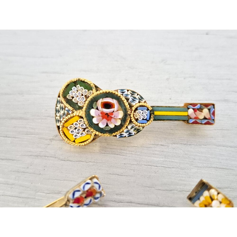 Vintage Italian Mosaic Tile Guitar Pin Brooch Lot of 3 - Picture 4 of 6